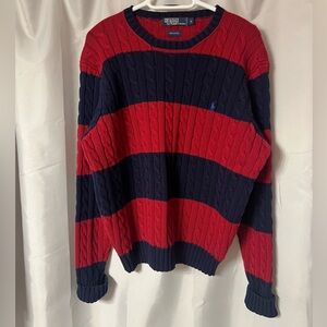 Ralph Lauren Polo Red and Navy Men’s Knit Sweater. Size L. Worn less than 5 x.
